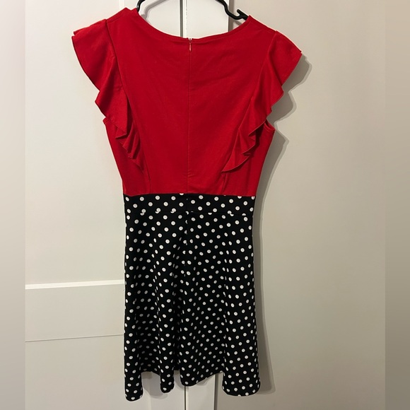 Red and Black Polka Dot Kids Dress - Picture 3 of 8